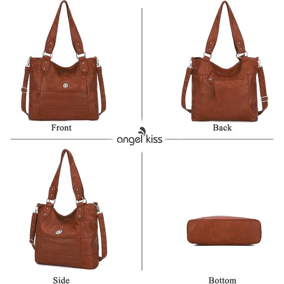 Hobo Purse Women Multi-Color Striped Leather Crossbody Shoulder Tote Bag - Picture 4 of 8